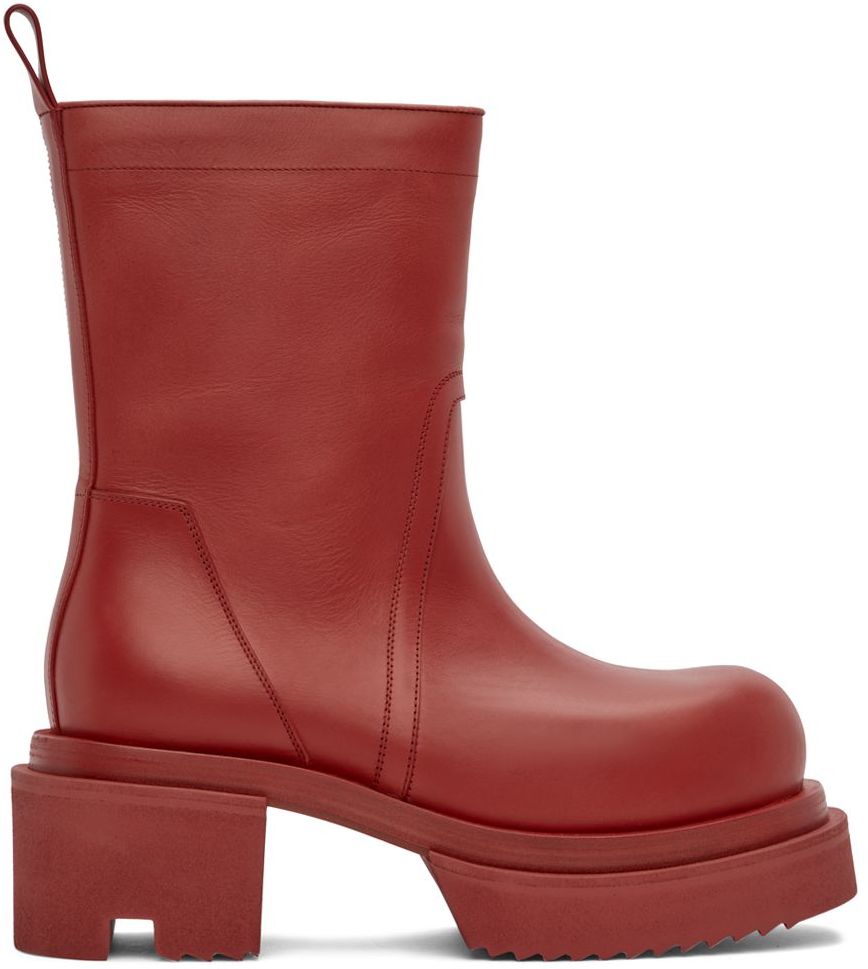 Rick Owens Red Platform Bogun Boots In 7373 Carnelian | ModeSens