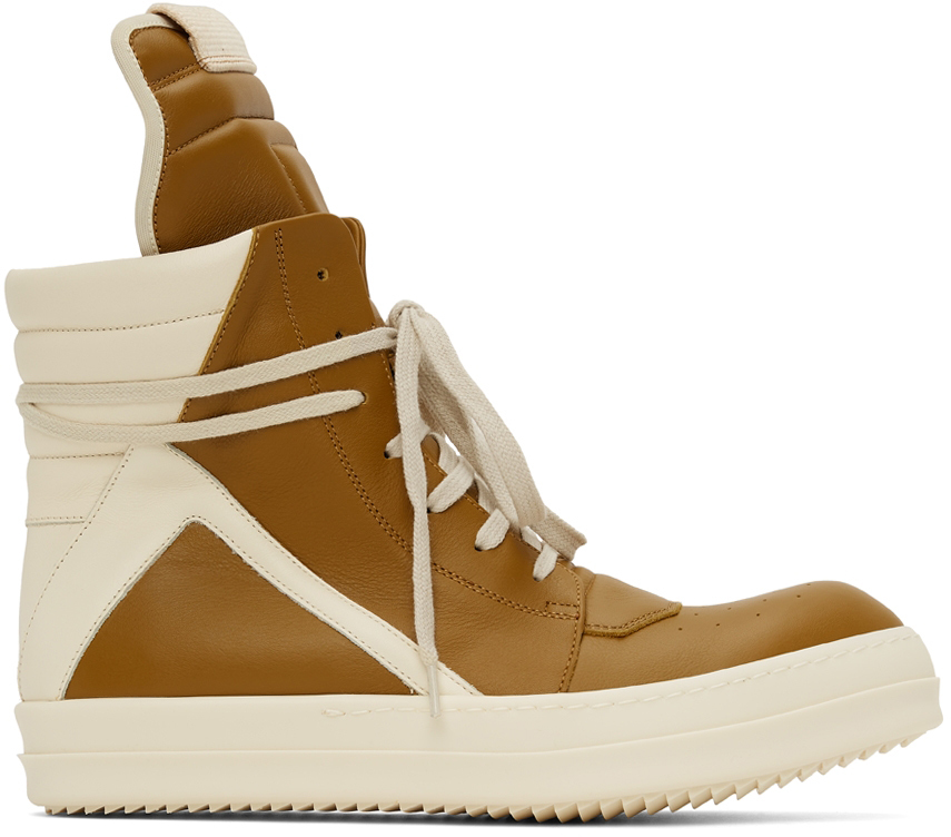 Rick Owens Khaki Geobasket High-Top Sneakers | Smart Closet