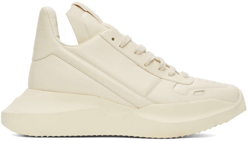 Rick Owens Leather Geth Runner Lace-up Sneakers in White for Men Mens Shoes Trainers Low-top trainers 