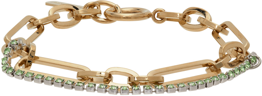 Justine Clenquet SSENSE Exclusive Gold & Green Paloma Bracelet
