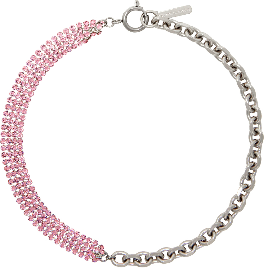 Justine Clenquet SSENSE Exclusive Silver & Pink Shanon Choker