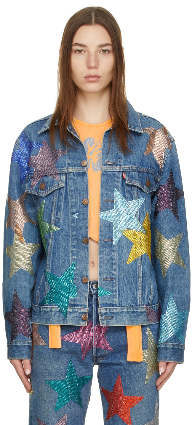 Collina Strada: Blue Levi's Edition Rhinestone Star Capsule Jacket | SSENSE
