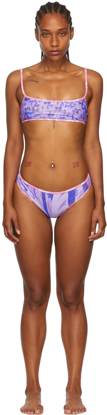 Collina Strada SSENSE Exclusive Purple Recycled Nylon Bikini