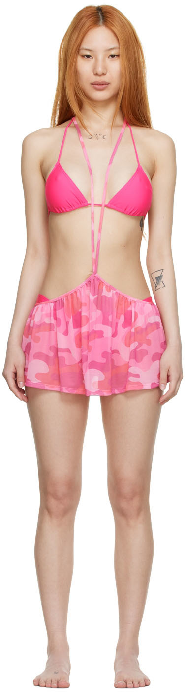 Collina Strada SSENSE Exclusive Pink Recycled Polyester Bikini