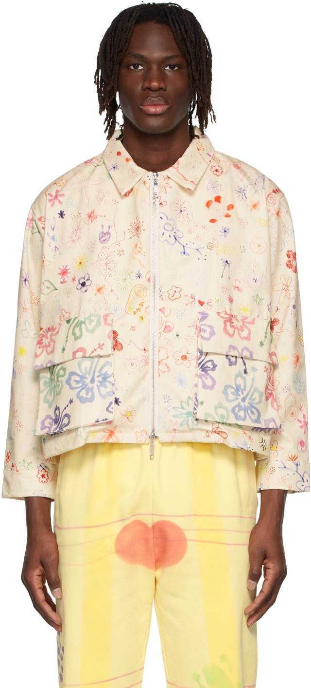 Collina Strada: SSENSE Exclusive Off-White Doodle Flower Jacket ...