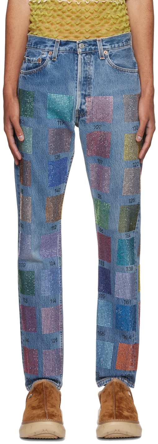 Collina Strada: SSENSE Exclusive Levi's Edition Rhinestone Jeans | SSENSE