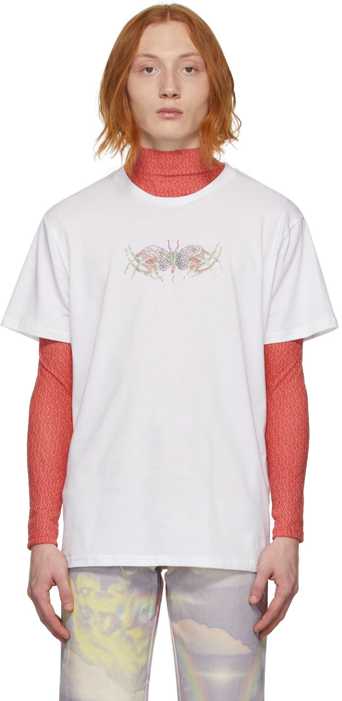 Collina Strada SSENSE Exclusive White Rhinestone T-Shirt