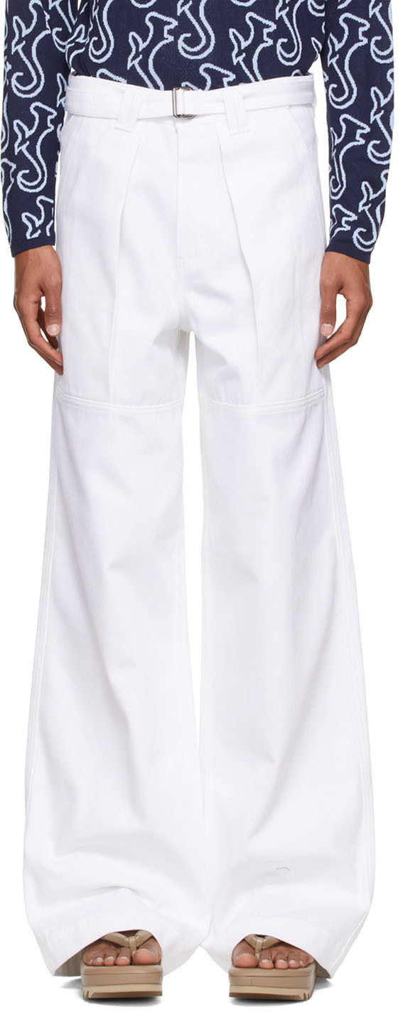 White Hippocampus Sailor Jeans by 