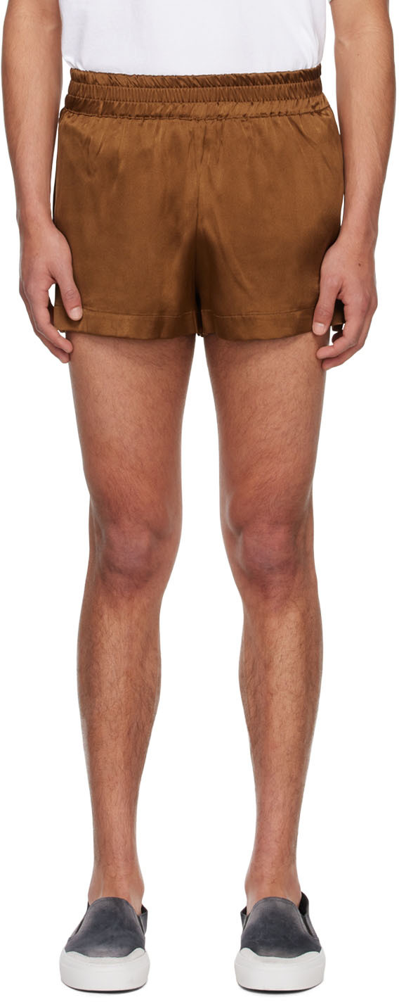 Serapis Brown Silk Shorts