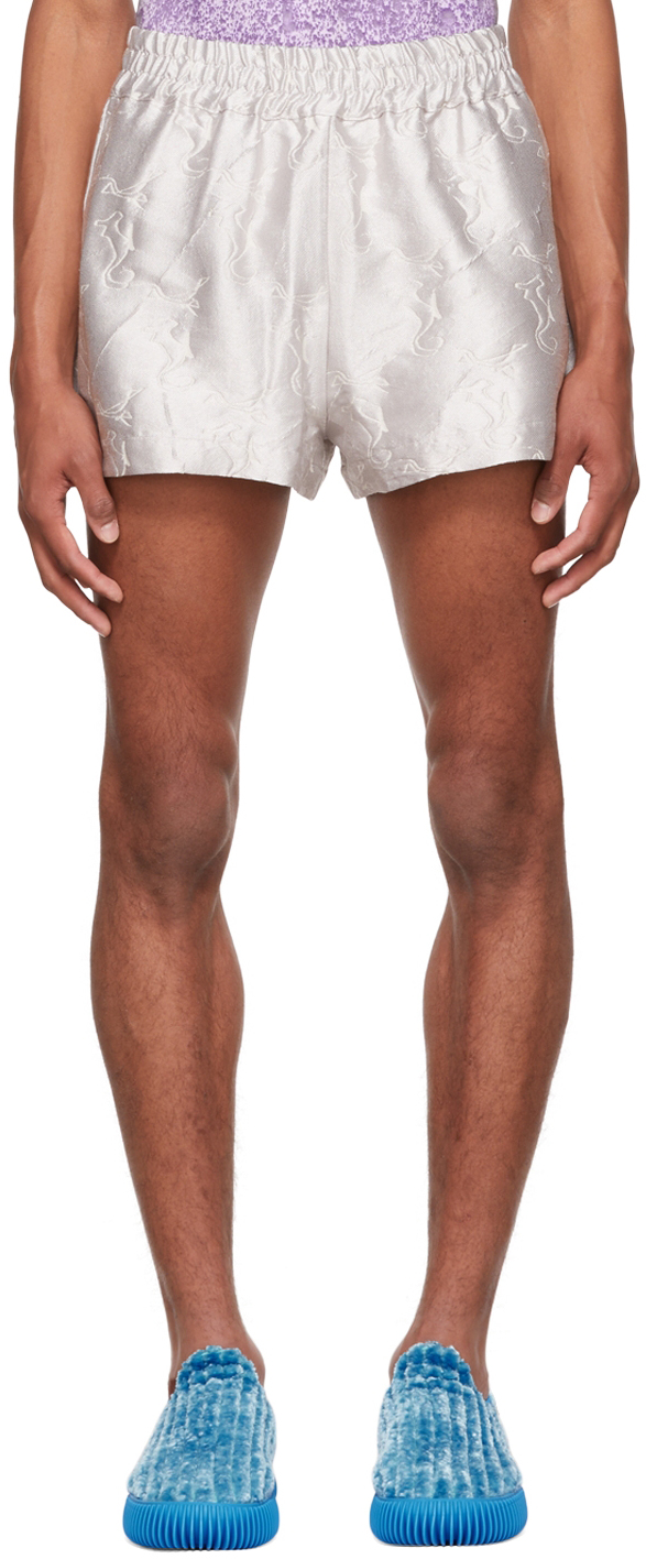 Serapis Silver Cotton Shorts