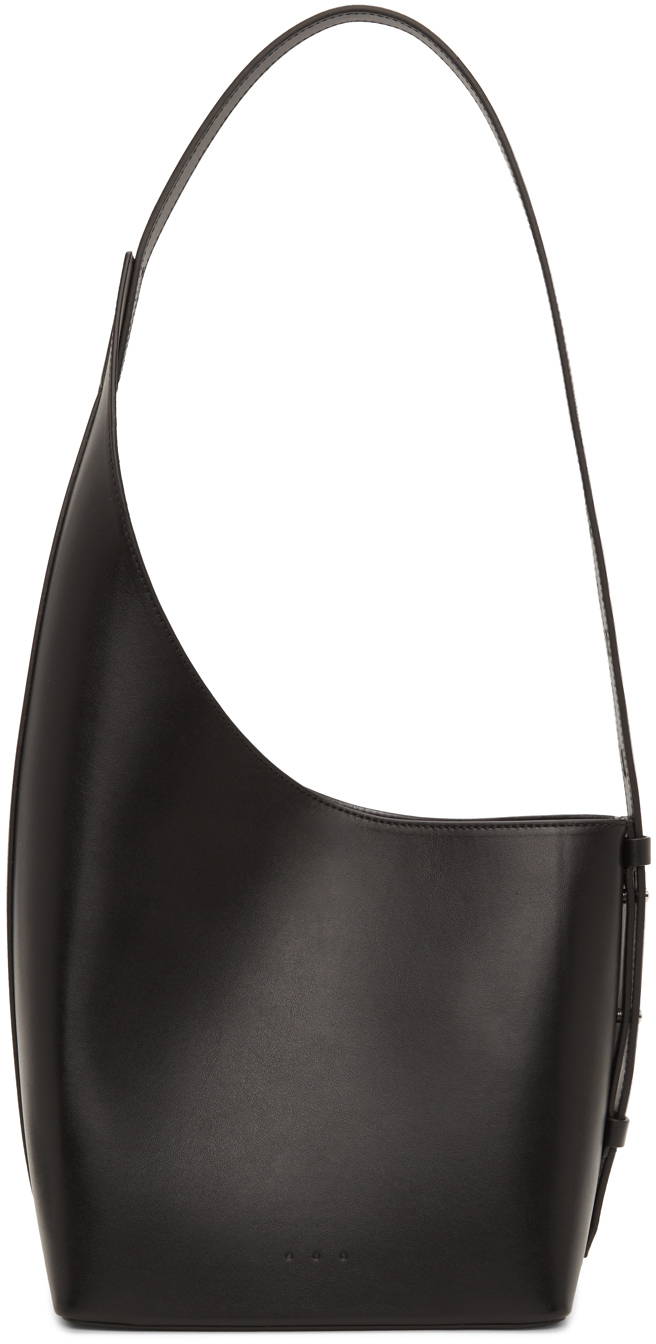Black Demi Lune leather shoulder bag, Aesther Ekme