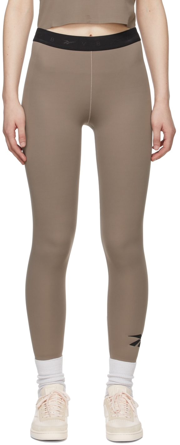 Deflector incluir Normalmente Grey Nylon Logo Leggings by Reebok By Victoria Beckham on Sale