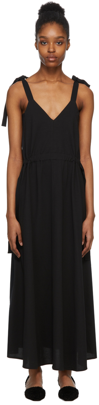 DEVEAUX NEW YORK: Black & Navy Paneled Rosa Dress | SSENSE Canada