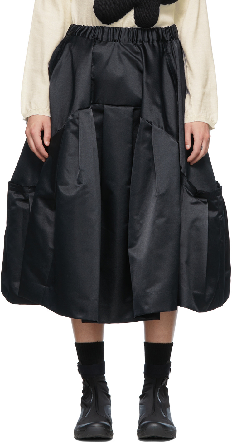 Comme des Garçons Black Polyester Midi Skirt