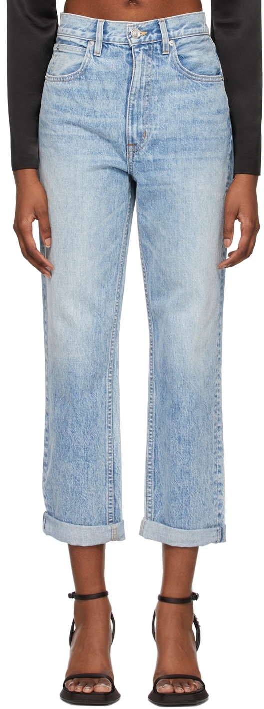 SLVRLAKE Blue High-Rise Relaxed Tapered Jeans
