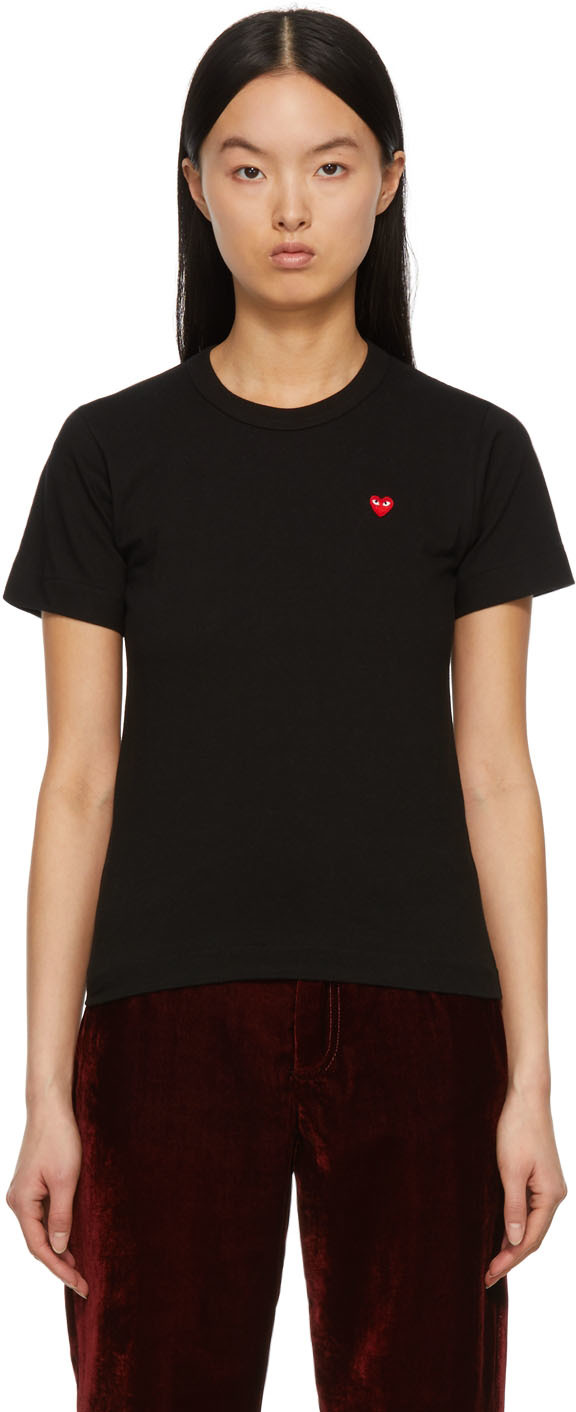 Womens Clothing Tops T-shirts COMME DES GARÇONS PLAY Cotton Heart Patch T-shirt in Black 