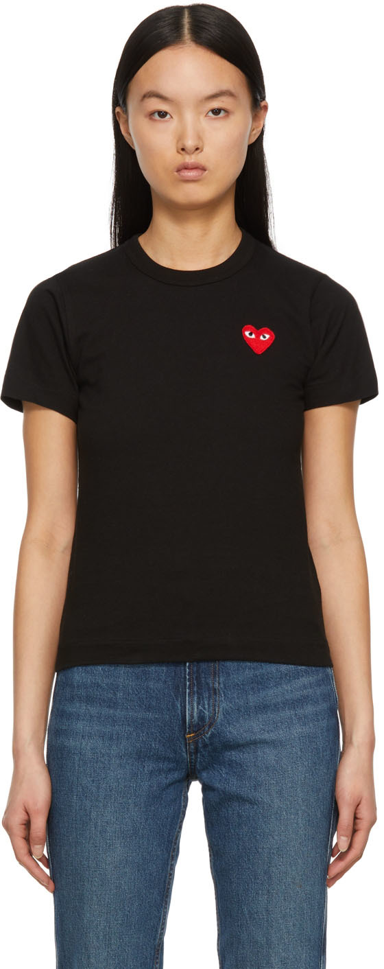Comme des Play: Black Heart T-Shirt | SSENSE