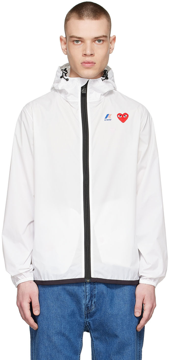 Shop Comme des Garçons PLAY Comme Des Garçon x K-Way Zip-Up Hooded Jacket