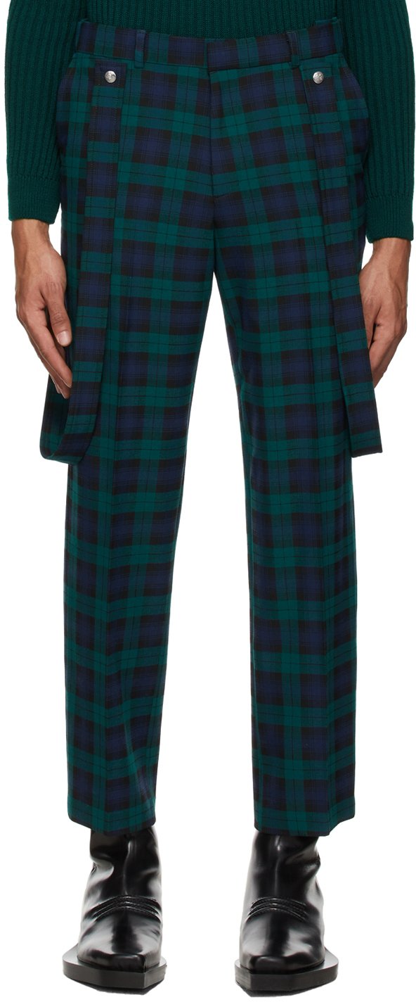 Thebe Magugu Green & Navy Check Trousers
