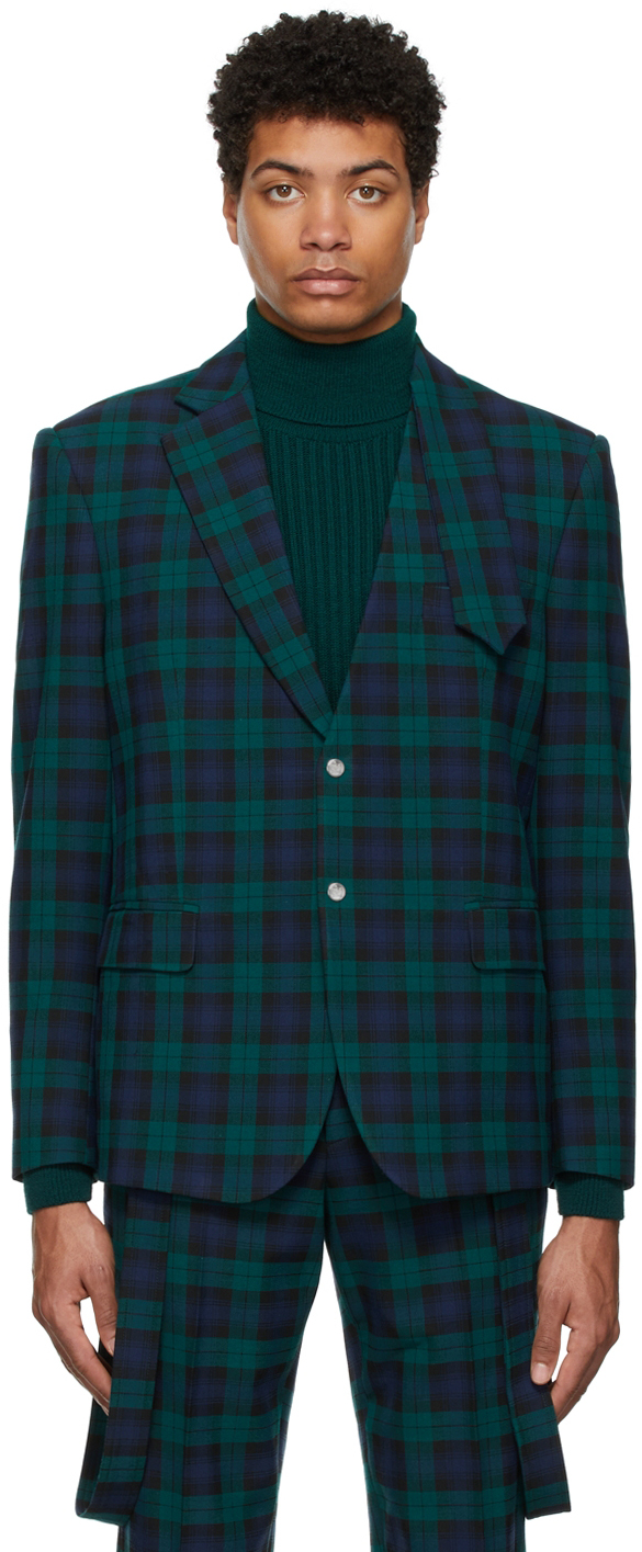 Green & Navy Check Blazer