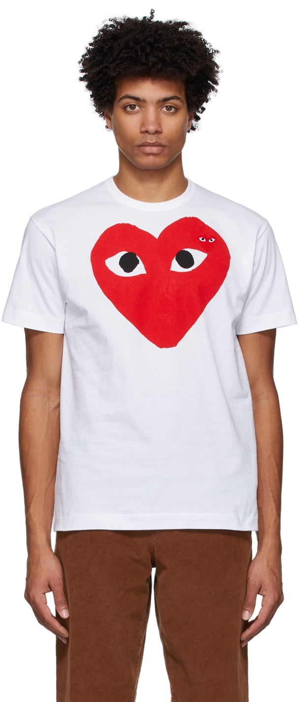 Comme des Garçons Play: White & Big Heart T-Shirt | SSENSE