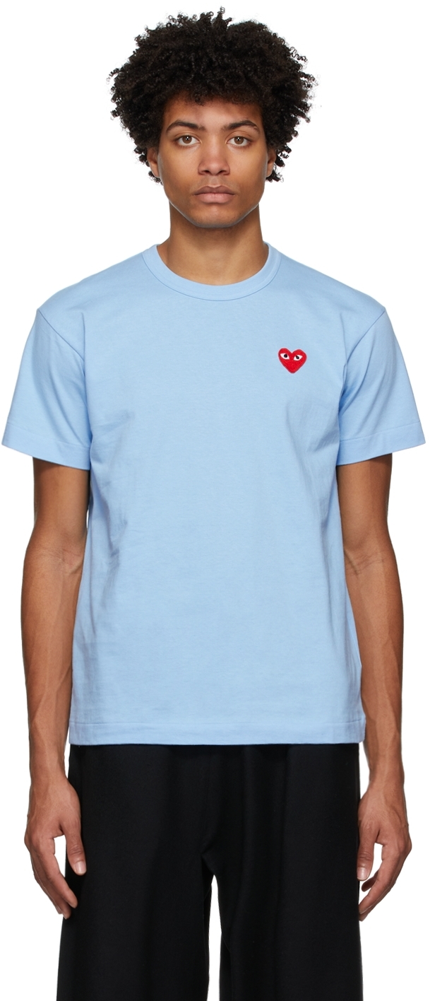 COMME des GARÇONS PLAY: Blue Heart Patch T-Shirt | SSENSE Canada