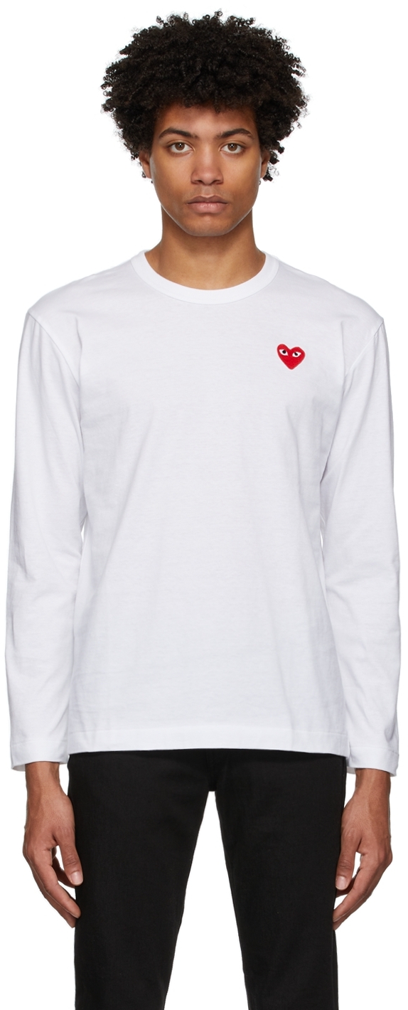 Comme Des Garcons Play Comme Des Garons Play Red White Half Heart T Shirt,  $120, SSENSE