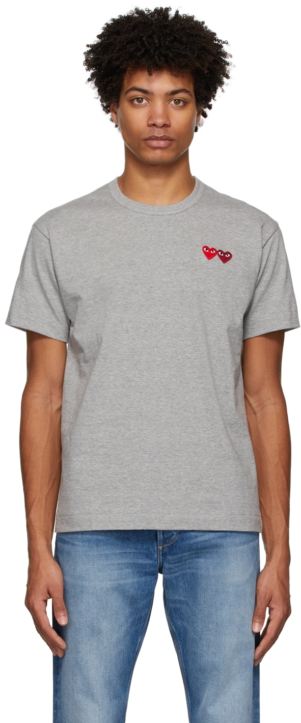 Grey Double Heart T-Shirt