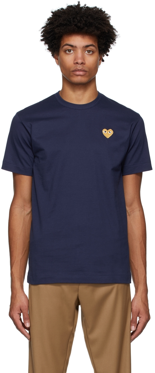 comme des garcons navy blue shirt