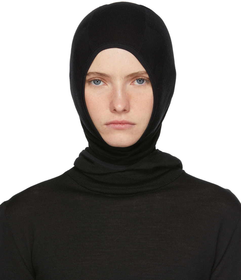 Jil Sander Ssense Exclusive Black Virgin Wool Seamless Hood In 001 ...