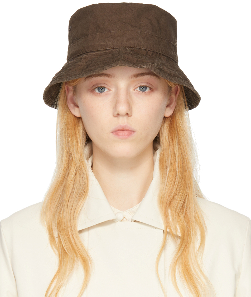 Jil Sander Brown Cotton Bucket Hat