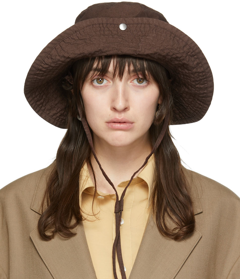 Jil Sander Brown Cotton Hat