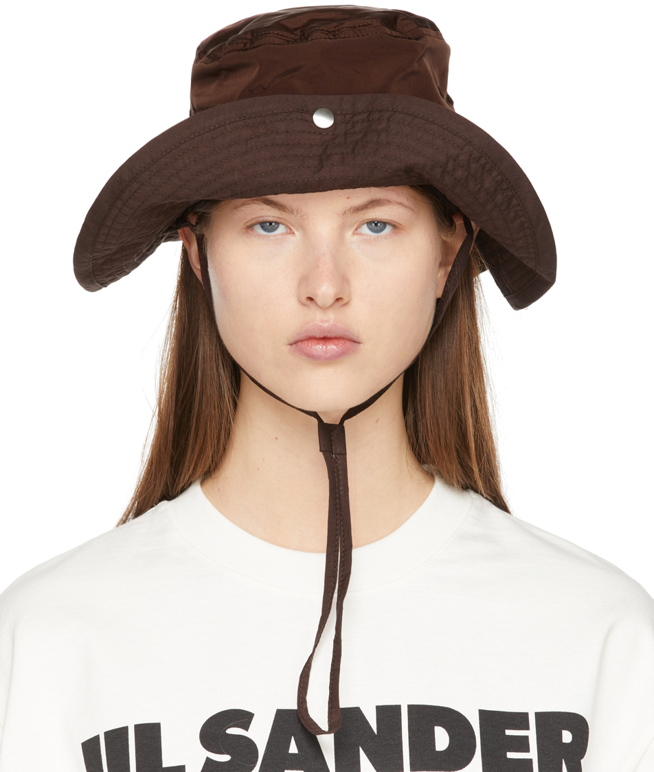 Jil Sander: Brown Parachute Bucket Hat | SSENSE