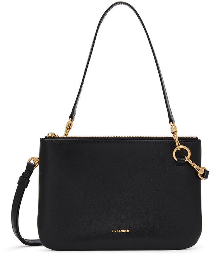 Black Medium Lambskin Shoulder Bag by Jil Sander on Sale