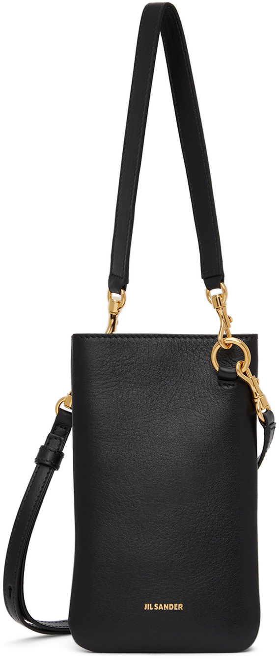 Black Small Lambskin Shoulder Bag by Jil Sander on Sale