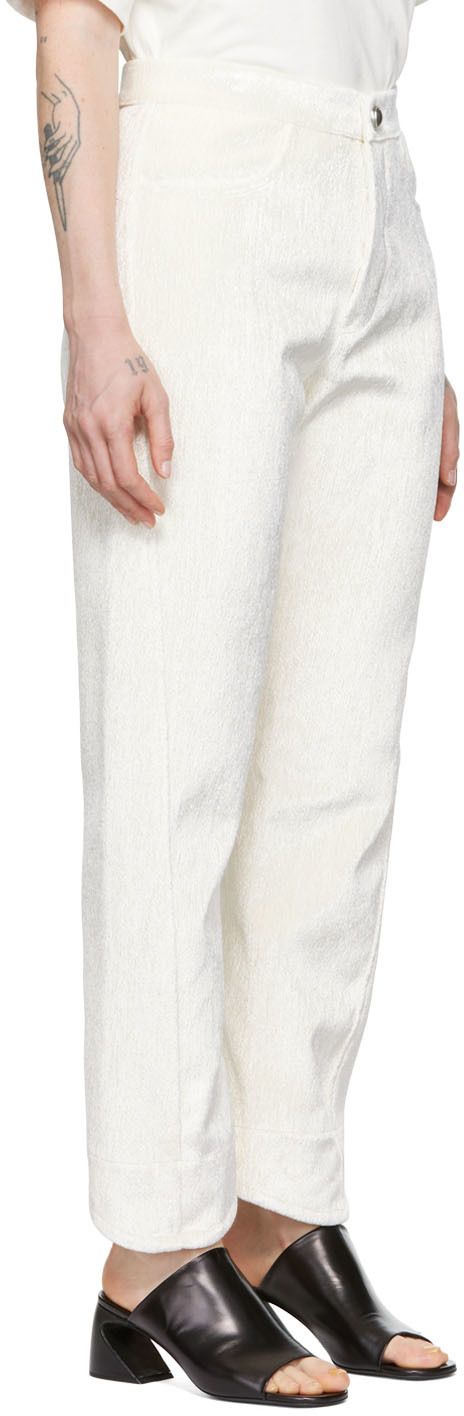 Jil Sander Off-white Viscose Trousers In 101 Milk