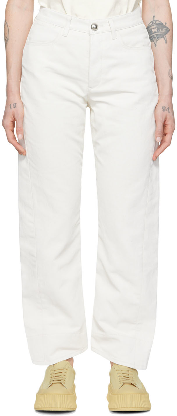 Shop Jil Sander Off-white Workwear Jeans In 101 Milk