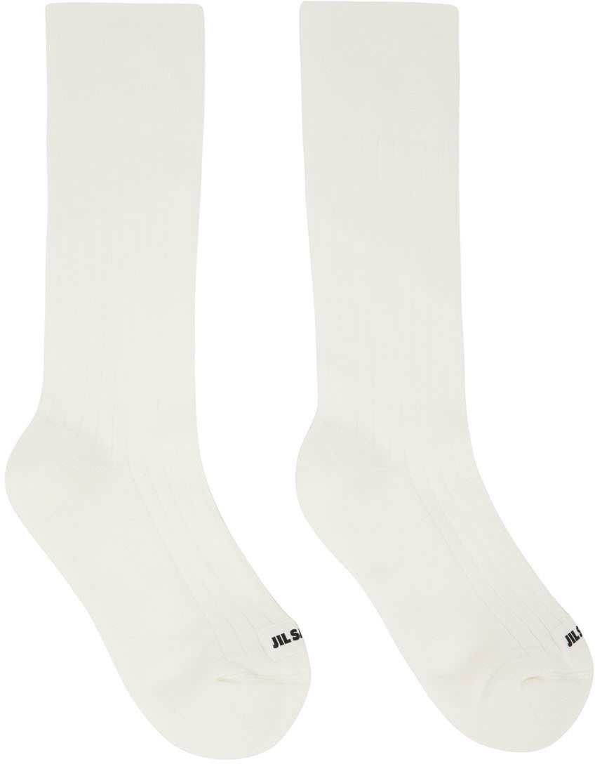 Jil Sander White Logo Socks