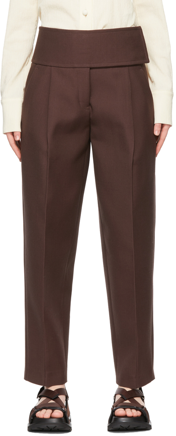 Jil Sander Pleated Trousers brown violet simple style Fashion Trousers Pleated Trousers 