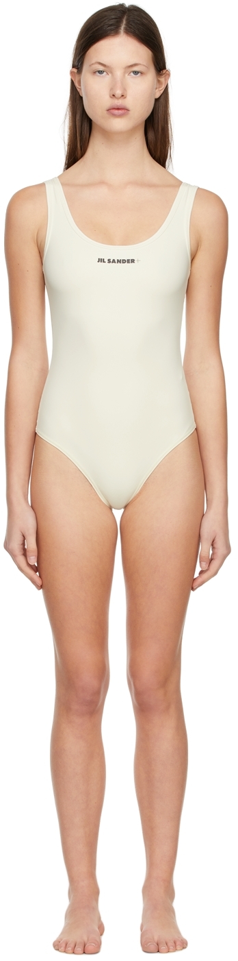 Jil Sander Off-White Logo One-Piece Swimsuit