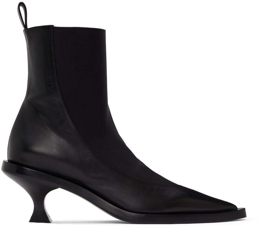 Black Calfskin Ankle Boots