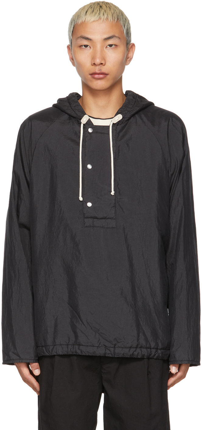 Jil Sander Black Silk Anorak Jacket In 001 - Black