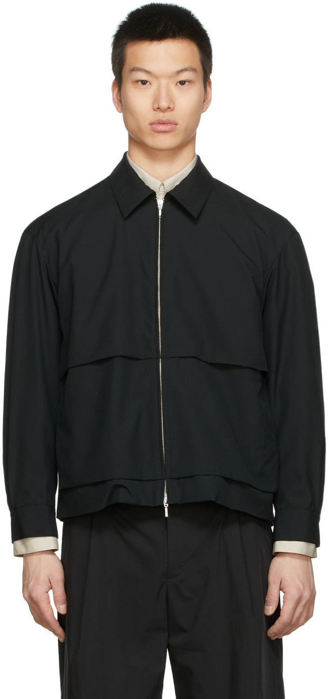 rito structure: Black Wool Blouson Jacket | SSENSE