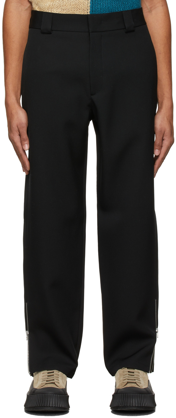 Black Wool Gabardine Trousers by Jil Sander on Sale