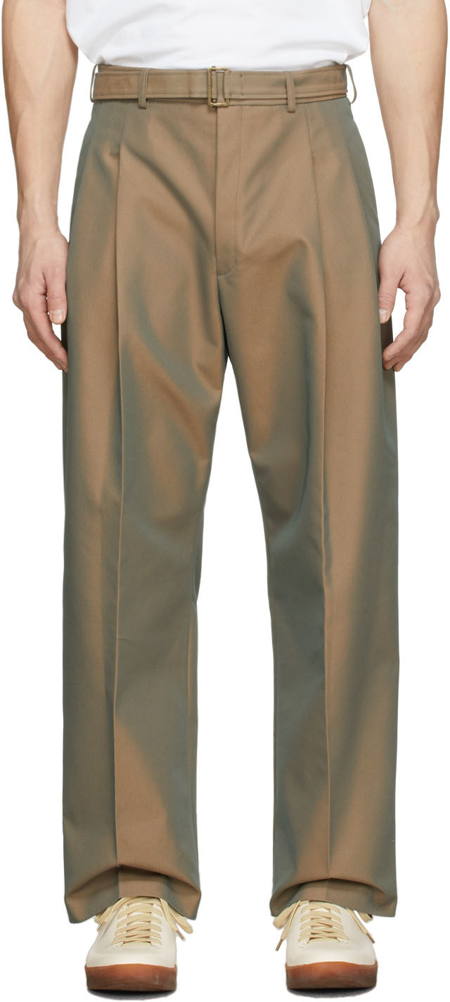rito structure Khaki Iridescent Belted Trousers