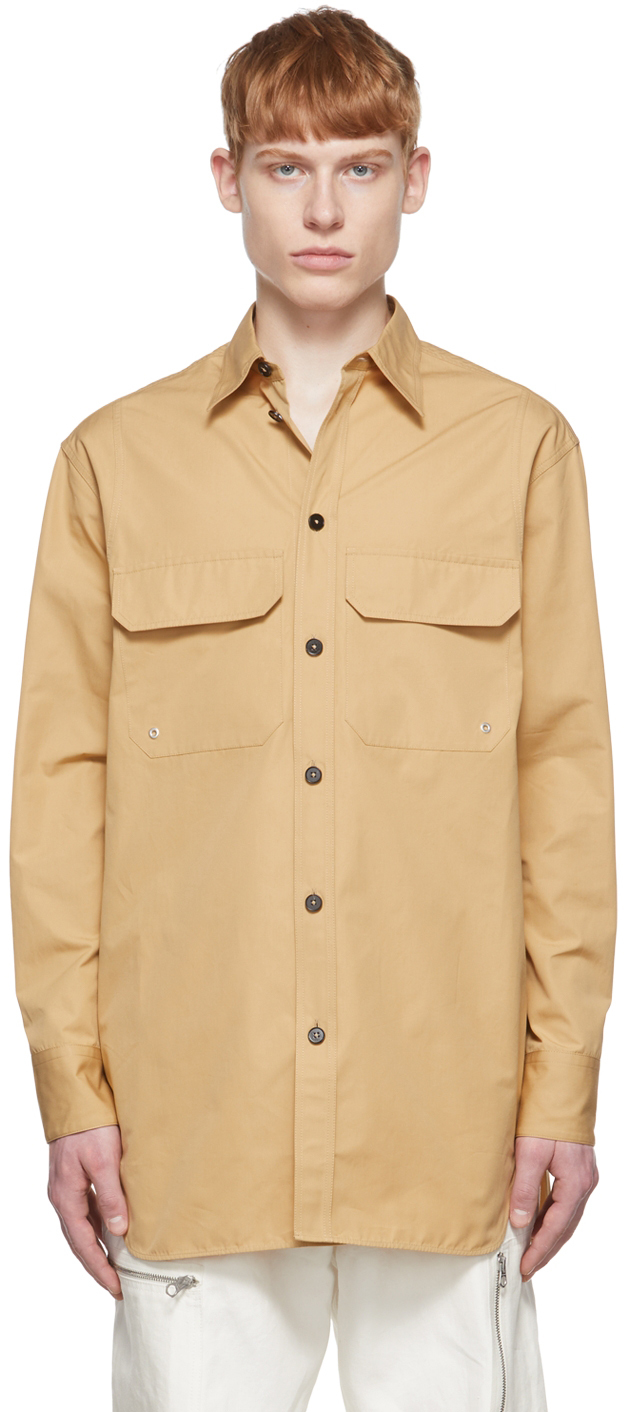 Jil Sander Cotton White Save 2% Buttoned Short-sleeved Shirt in Beige for Men Mens Shirts Jil Sander Shirts 