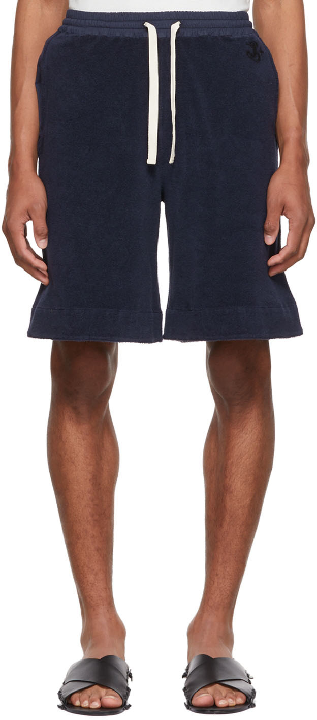 Mens Shorts Jil Sander Shorts Jil Sander Plus Embroidered Organic Cotton Shorts in Black Blue for Men 