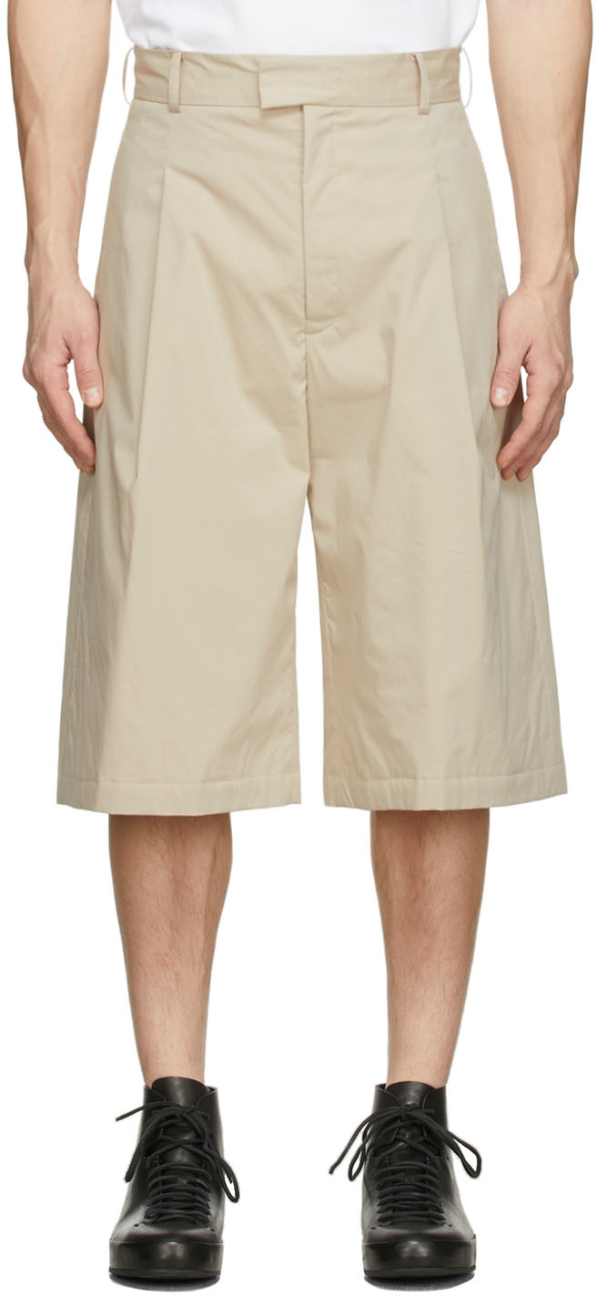 Beige Padded Half-Pant Shorts