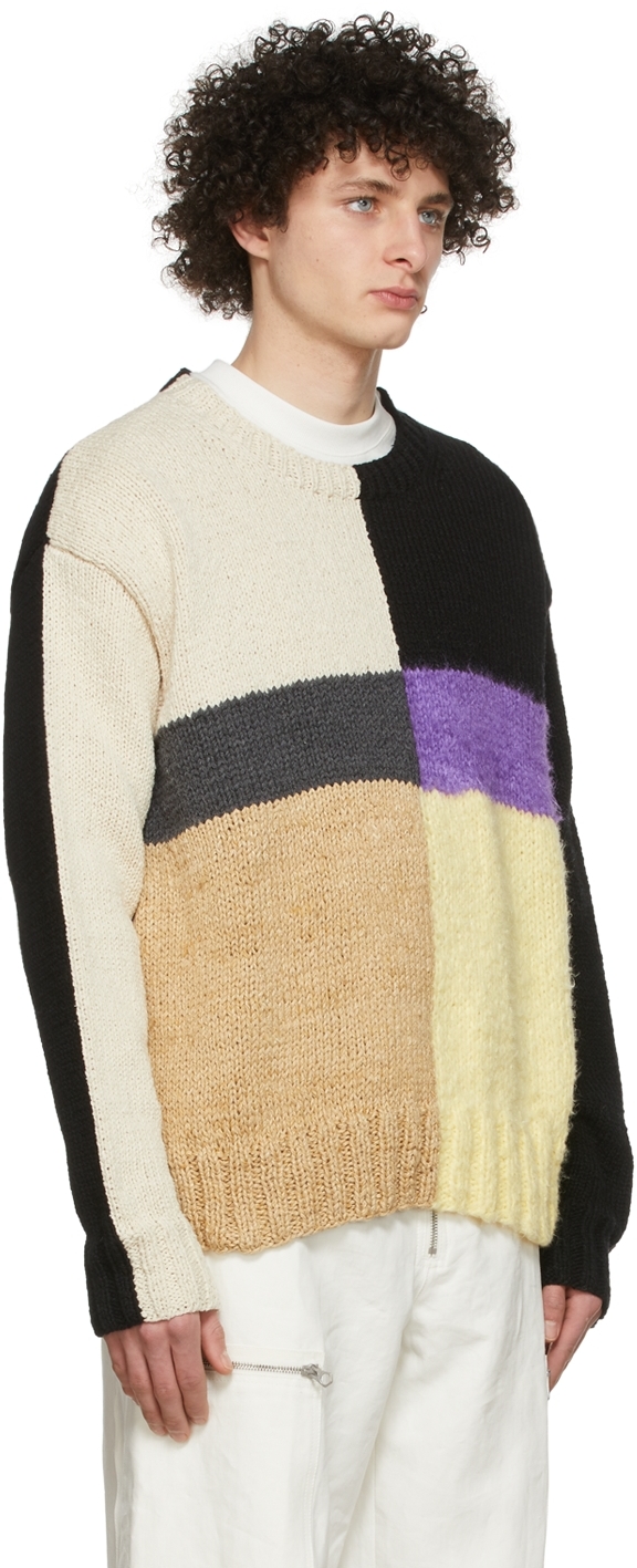 Jil Sander Crewneck Colourblock Intarsia Knit Sweater In 960 - Miscellaneous