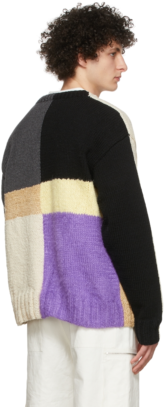 Jil Sander Crewneck Colourblock Intarsia Knit Sweater In 960 - Miscellaneous